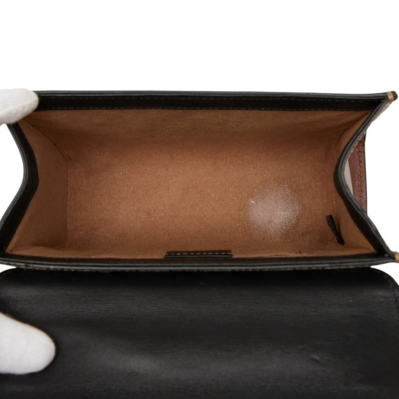 グッチ GGスプリーム パドロック スモール チェーン ショルダーバッグ 409487 ベージュ ブラック PVC レザー レディース GUCCI 【中古】
