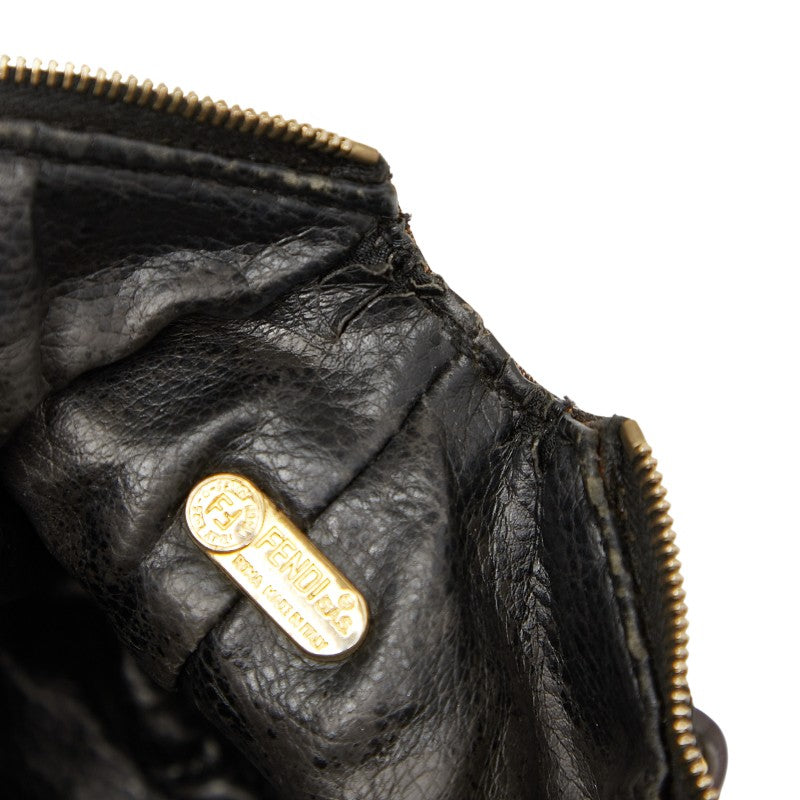 フェンディ ズッカ バニティバッグ ショルダーバッグ ポーチ 2WAY ブラウン キャンバス レザー レディース FENDI 【中古】