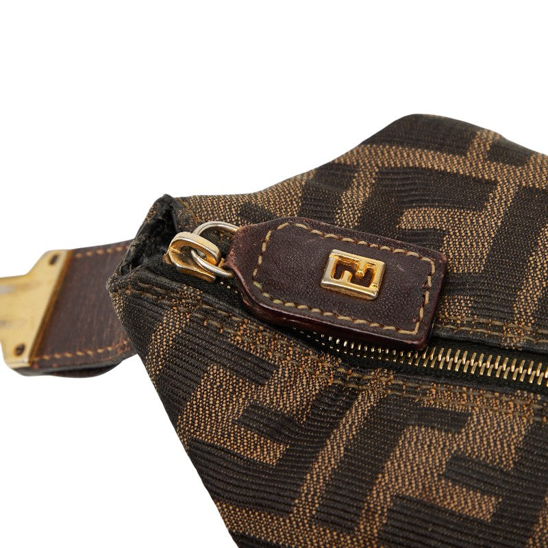 フェンディ ズッカ バニティバッグ ショルダーバッグ ポーチ 2WAY ブラウン キャンバス レザー レディース FENDI 【中古】
