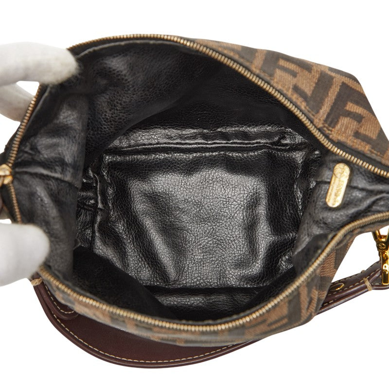 フェンディ ズッカ バニティバッグ ショルダーバッグ ポーチ 2WAY ブラウン キャンバス レザー レディース FENDI 【中古】