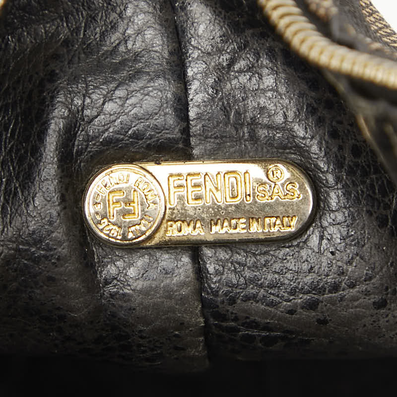 フェンディ ズッカ バニティバッグ ショルダーバッグ ポーチ 2WAY ブラウン キャンバス レザー レディース FENDI 【中古】