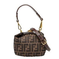 フェンディ ズッカ バニティバッグ ショルダーバッグ ポーチ 2WAY ブラウン キャンバス レザー レディース FENDI 【中古】