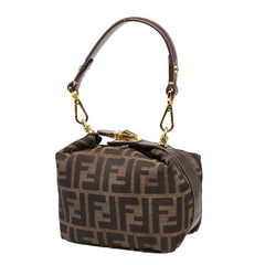 フェンディ ズッカ バニティバッグ ショルダーバッグ ポーチ 2WAY ブラウン キャンバス レザー レディース FENDI 【中古】