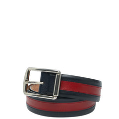 グッチ シェリーライン ベルト サイズ：90 36 295331 ネイビー レッド レザー メンズ GUCCI 【中古】