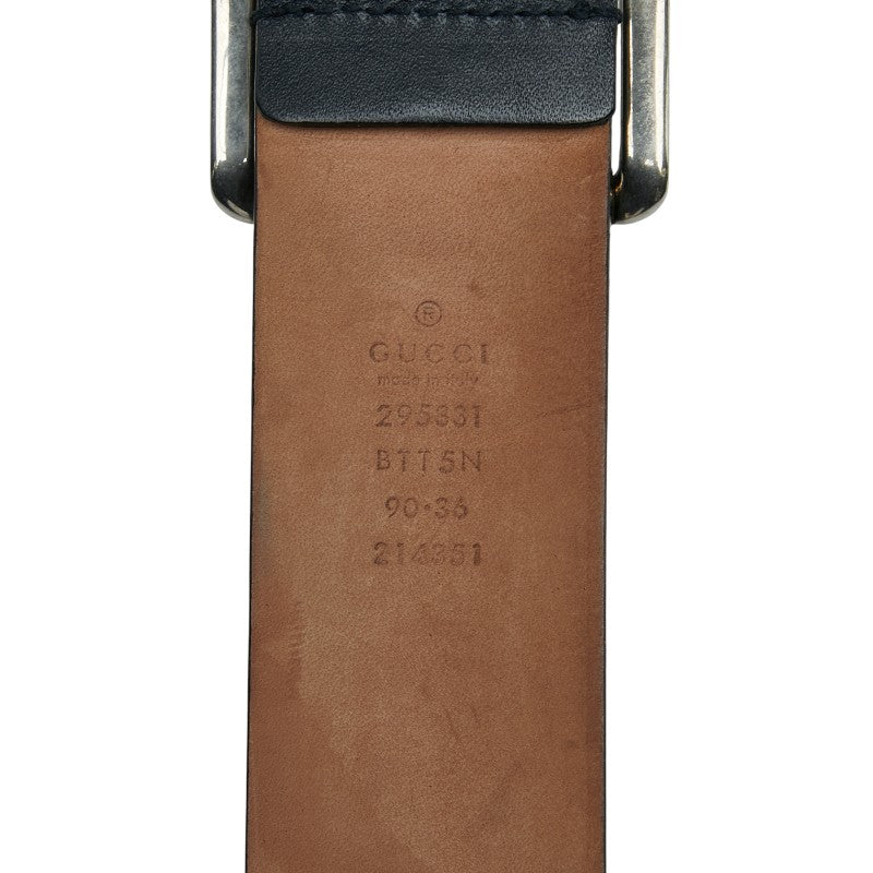 グッチ シェリーライン ベルト サイズ：90 36 295331 ネイビー レッド レザー メンズ GUCCI 【中古】