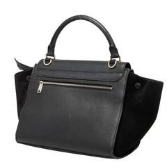 セリーヌ トラペーズ スモール ハンドバッグ ショルダーバッグ 2WAY ブラック レザー スウェード レディース CELINE 【中古】
