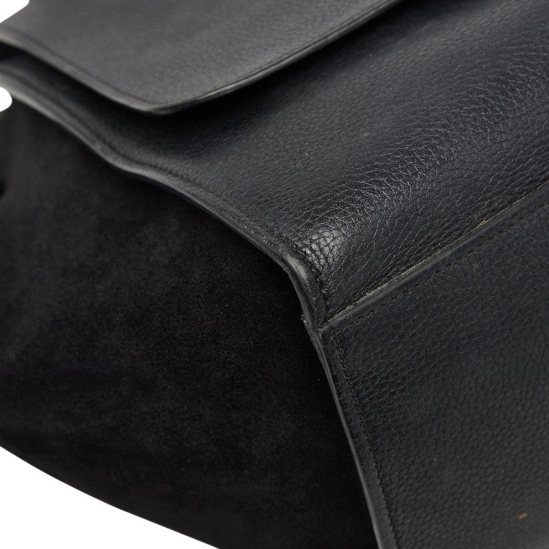 セリーヌ トラペーズ スモール ハンドバッグ ショルダーバッグ 2WAY ブラック レザー スウェード レディース CELINE 【中古】