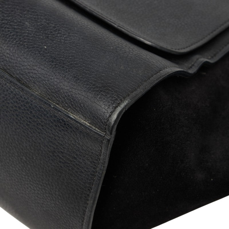 セリーヌ トラペーズ スモール ハンドバッグ ショルダーバッグ 2WAY ブラック レザー スウェード レディース CELINE 【中古】