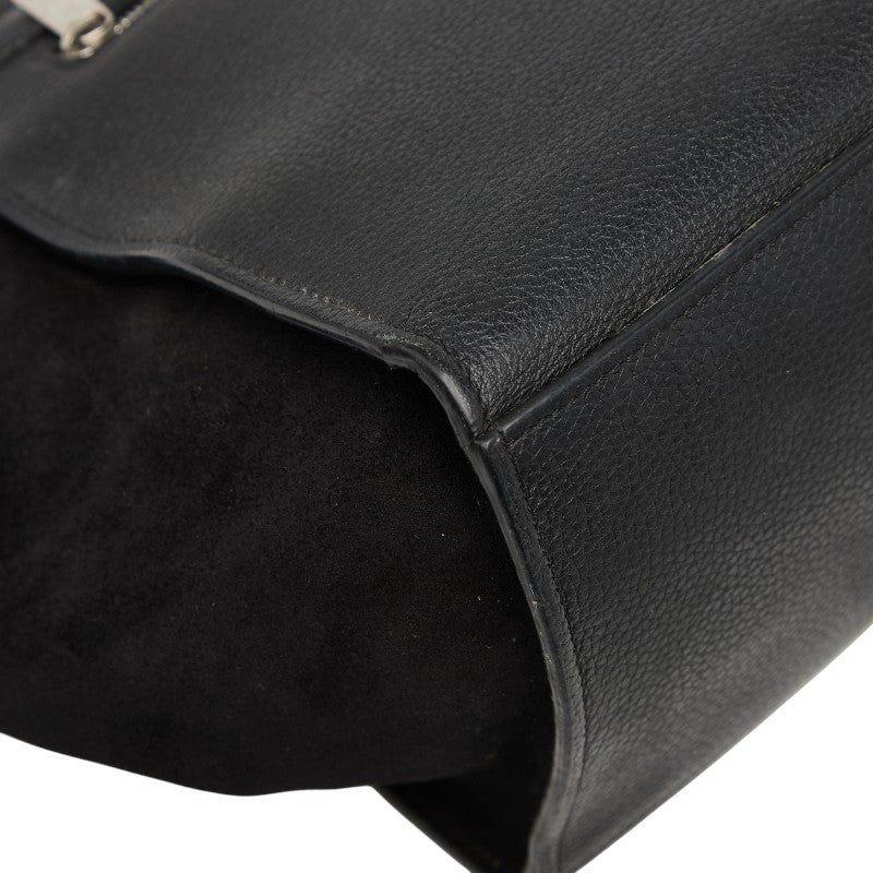 セリーヌ トラペーズ スモール ハンドバッグ ショルダーバッグ 2WAY ブラック レザー スウェード レディース CELINE 【中古】
