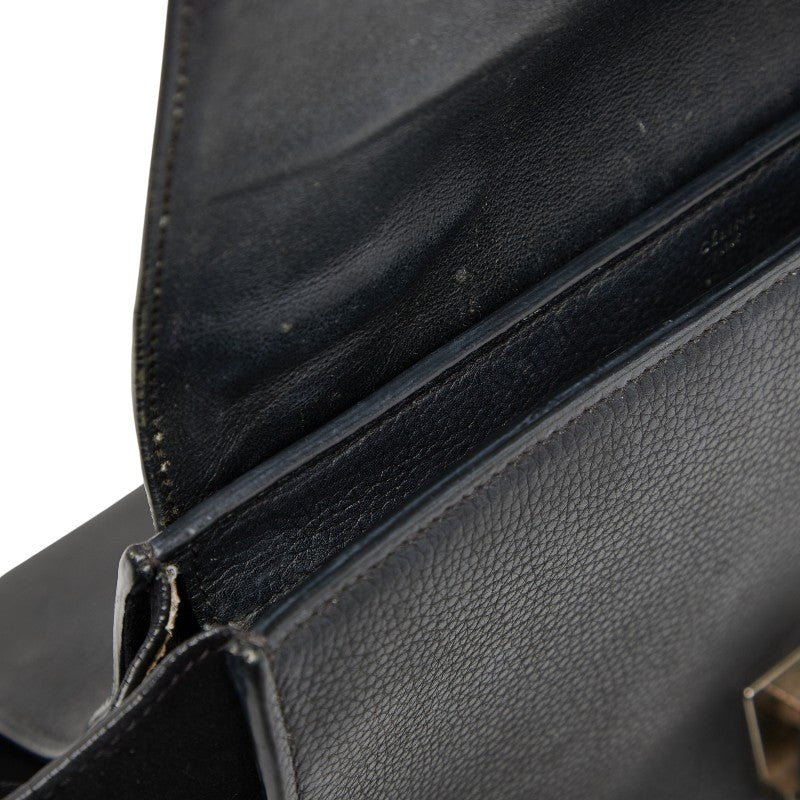 セリーヌ トラペーズ スモール ハンドバッグ ショルダーバッグ 2WAY ブラック レザー スウェード レディース CELINE 【中古】