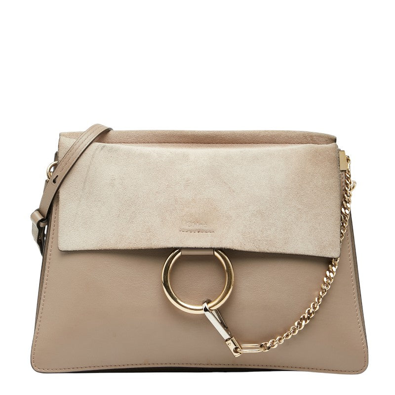 クロエ フェイ ミディアム ショルダーバッグ ベージュ レザー スウェード レディース Chloe 【中古】