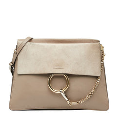 クロエ フェイ ミディアム ショルダーバッグ ベージュ レザー スウェード レディース Chloe 【中古】