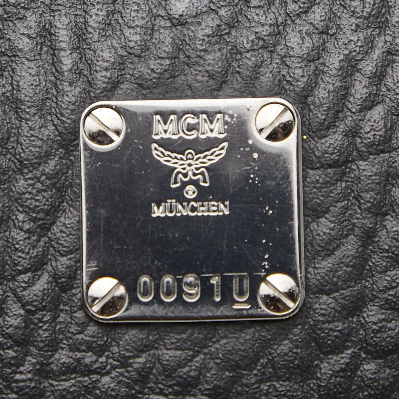 エム シー エム ヴィセトス リストレット ジップポーチ クラッチバッグ ブラック PVC レザー レディース MCM 【中古】