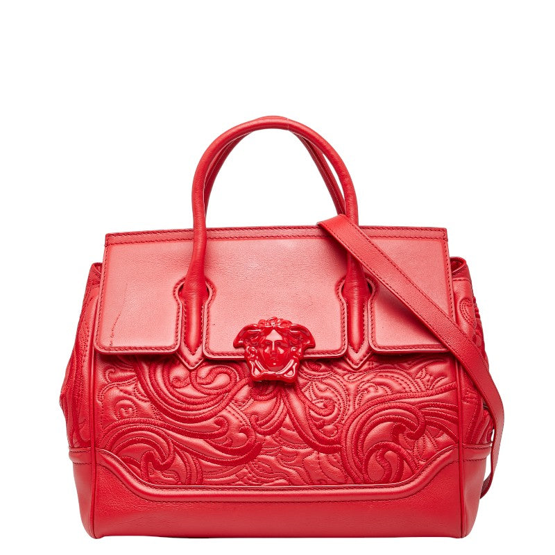 ヴェルサーチェ メドューサ パラッツォエンパイア ハンドバッグ ショルダーバッグ 2WAY レッド レザー レディース VERSACE 【中古】