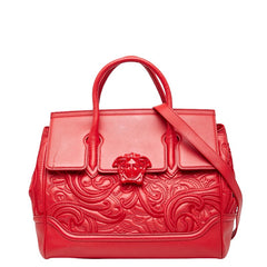 ヴェルサーチェ メドューサ パラッツォエンパイア ハンドバッグ ショルダーバッグ 2WAY レッド レザー レディース VERSACE 【中古】