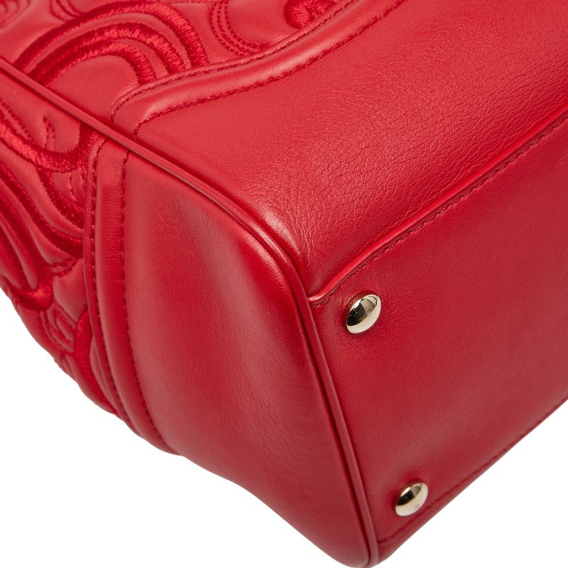 ヴェルサーチェ メドューサ パラッツォエンパイア ハンドバッグ ショルダーバッグ 2WAY レッド レザー レディース VERSACE 【中古】