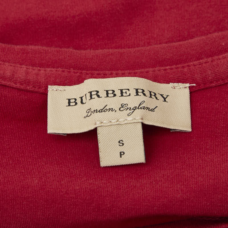 バーバリー チェック Tシャツ サイズ:S レッド コットン ポリウレタン レディース BURBERRY 【中古】