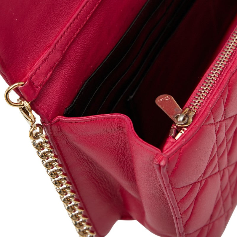ディオール カナージュ チェーン ショルダーバッグ ピンク レザー レディース Dior 【中古】