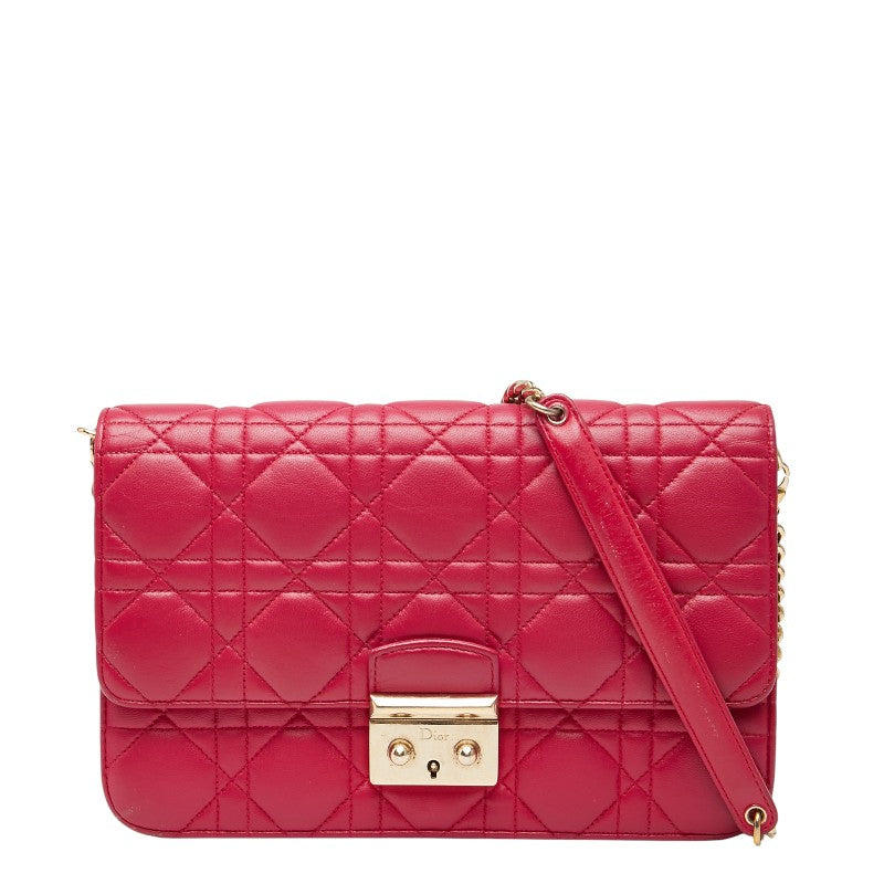 ディオール カナージュ チェーン ショルダーバッグ ピンク レザー レディース Dior 【中古】