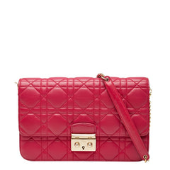 ディオール カナージュ チェーン ショルダーバッグ ピンク レザー レディース Dior 【中古】