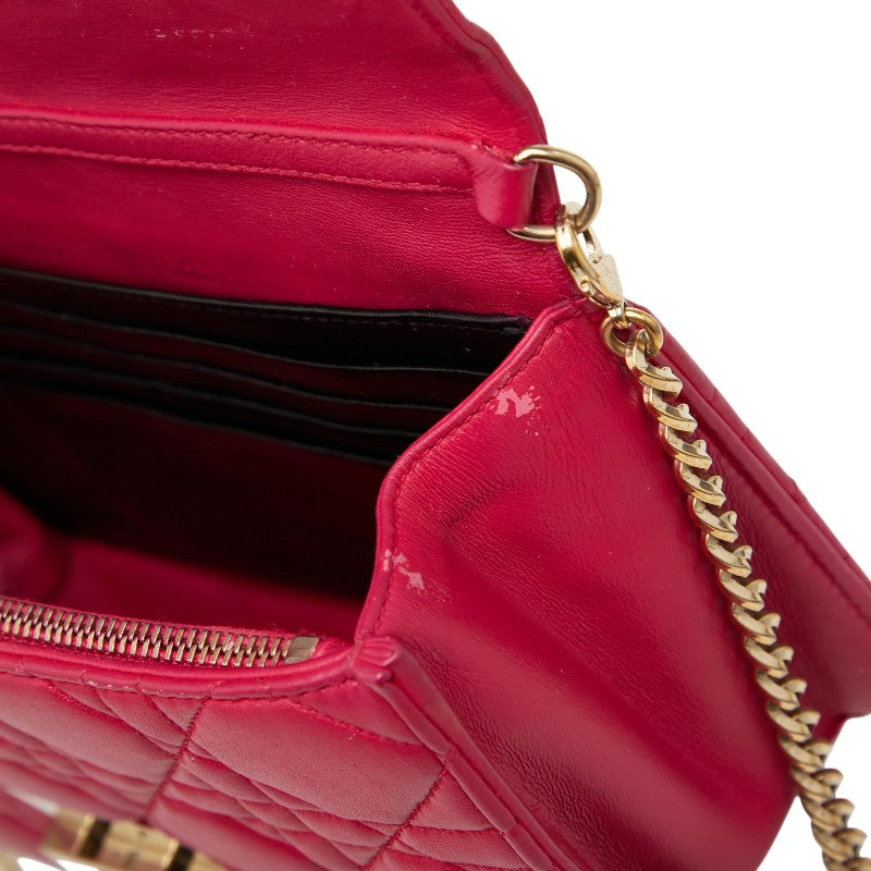 ディオール カナージュ チェーン ショルダーバッグ ピンク レザー レディース Dior 【中古】