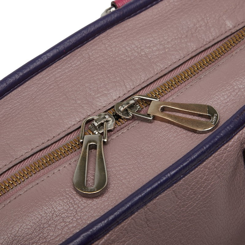 ロエベ アナグラム アマソナ28 ハンドバッグ パープル ピンク レザー レディース LOEWE 【中古】