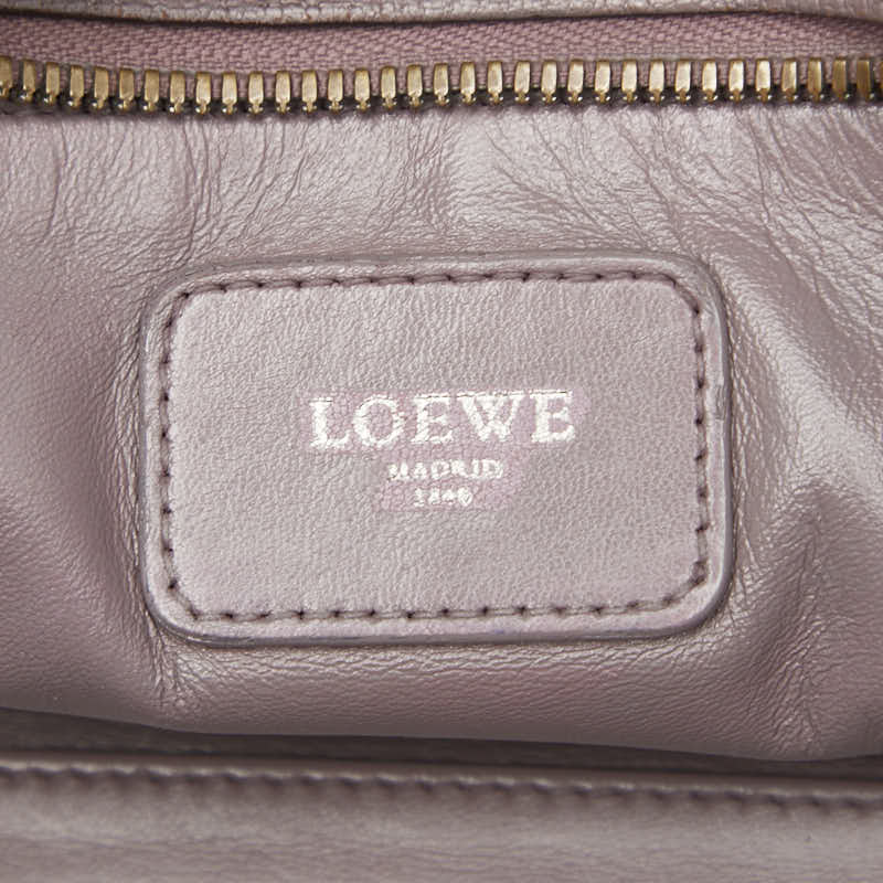 ロエベ アナグラム アマソナ28 ハンドバッグ パープル ピンク レザー レディース LOEWE 【中古】