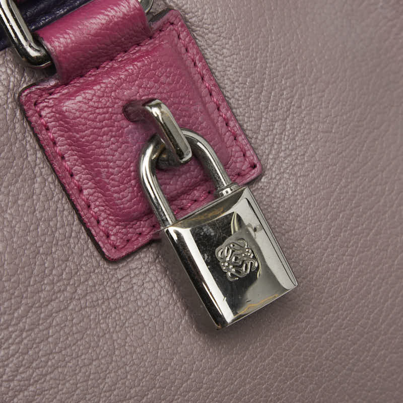 ロエベ アナグラム アマソナ28 ハンドバッグ パープル ピンク レザー レディース LOEWE 【中古】