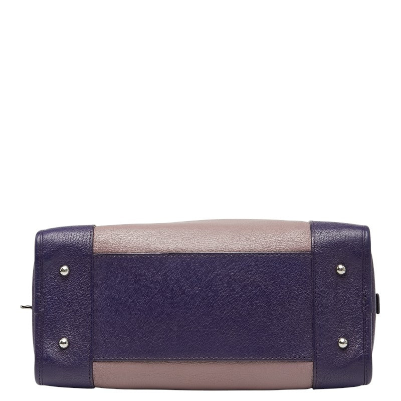 ロエベ アナグラム アマソナ28 ハンドバッグ パープル ピンク レザー レディース LOEWE 【中古】