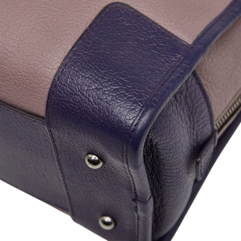 ロエベ アナグラム アマソナ28 ハンドバッグ パープル ピンク レザー レディース LOEWE 【中古】