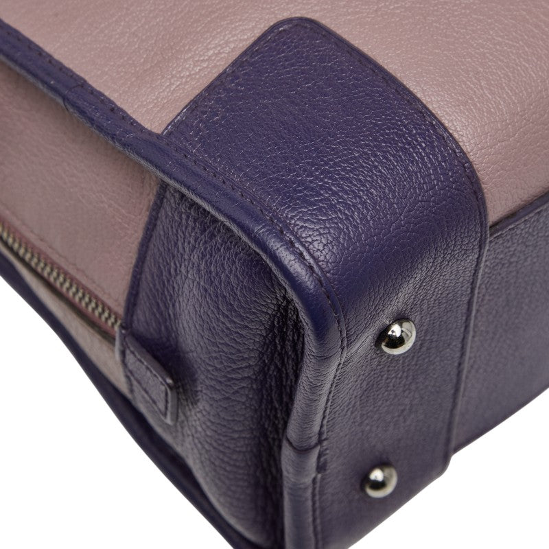 ロエベ アナグラム アマソナ28 ハンドバッグ パープル ピンク レザー レディース LOEWE 【中古】