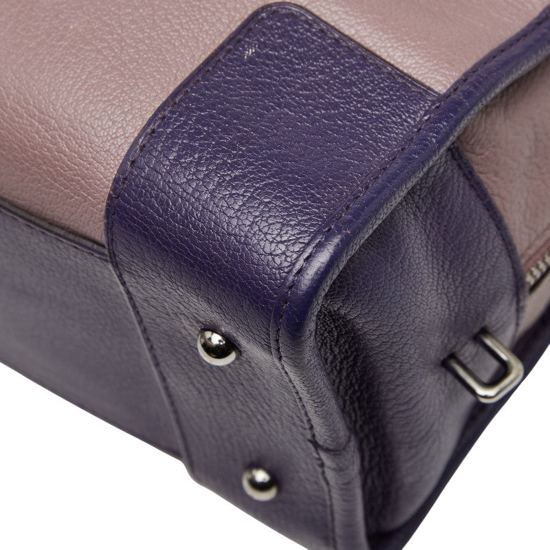 ロエベ アナグラム アマソナ28 ハンドバッグ パープル ピンク レザー レディース LOEWE 【中古】