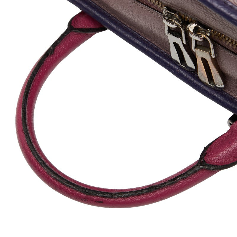 ロエベ アナグラム アマソナ28 ハンドバッグ パープル ピンク レザー レディース LOEWE 【中古】