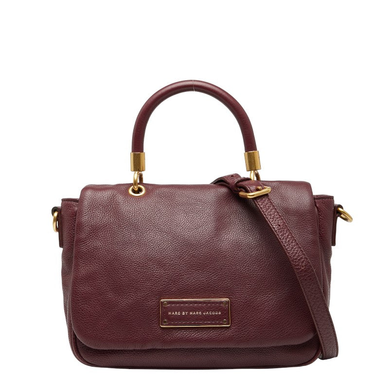 マークジェイコブス ロゴ ハンドバッグ ショルダーバッグ 2WAY ワインレッド ゴールド レザー レディース MARC JACOBS 【中古】