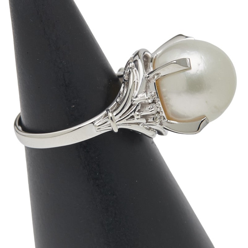 Pt900 プラチナ 白蝶真珠12.7mm ダイヤ0.06ct リング 指輪 レディース 12.5号 【中古】