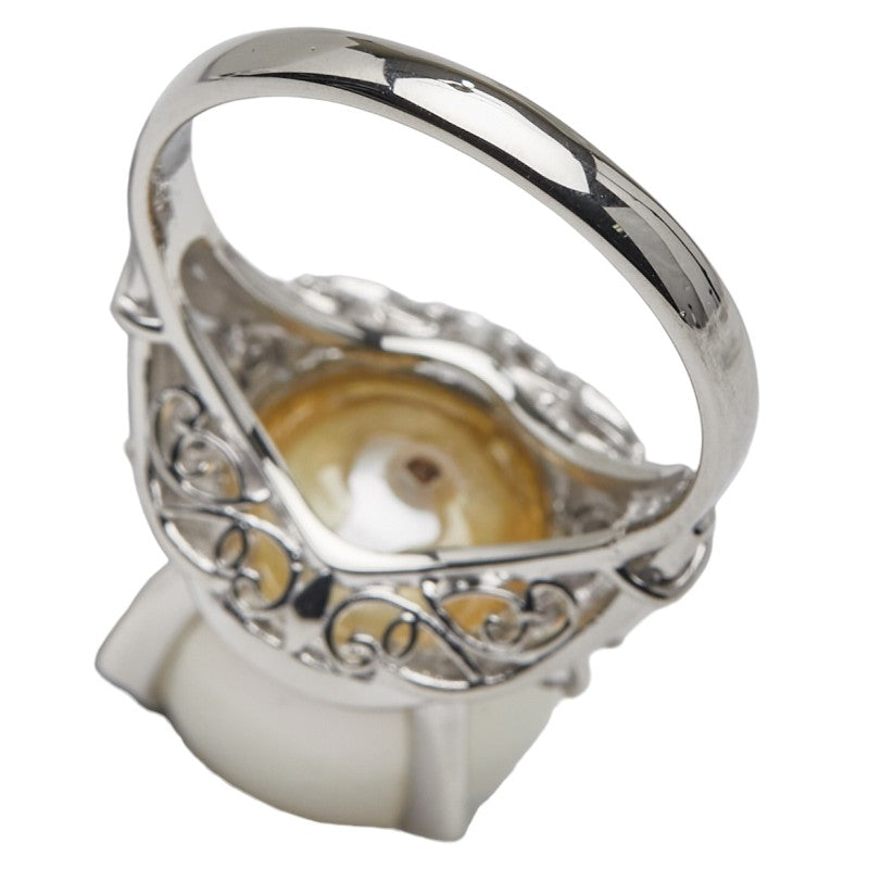 Pt900 プラチナ 白蝶真珠12.7mm ダイヤ0.06ct リング 指輪 レディース 12.5号 【中古】