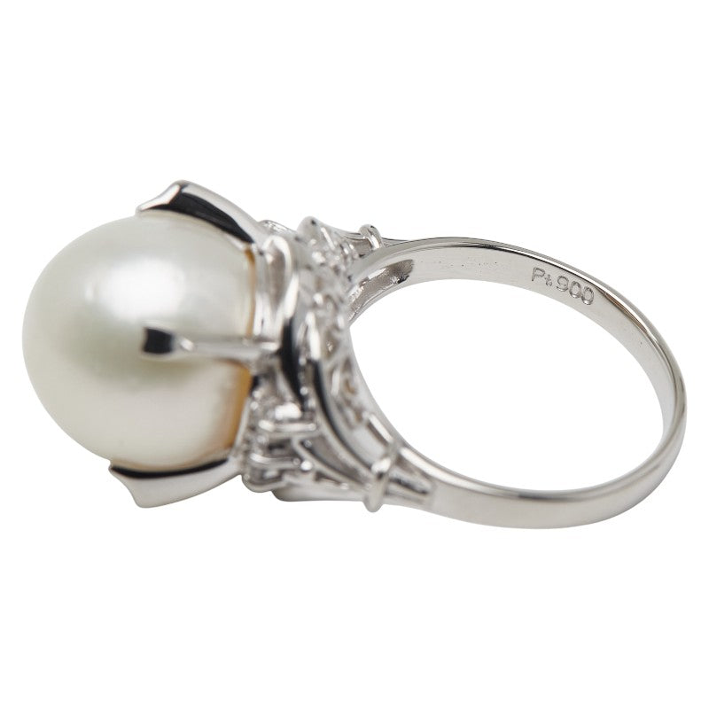 Pt900 プラチナ 白蝶真珠12.7mm ダイヤ0.06ct リング 指輪 レディース 12.5号 【中古】