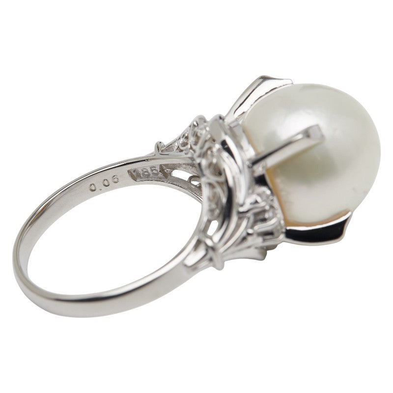 Pt900 プラチナ 白蝶真珠12.7mm ダイヤ0.06ct リング 指輪 レディース 12.5号 【中古】