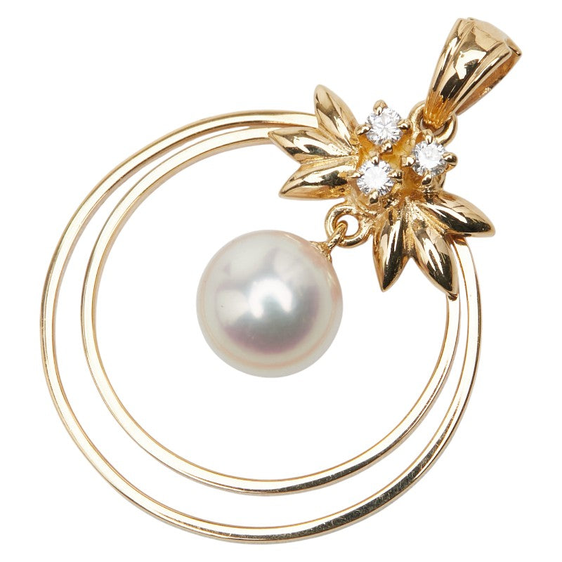 タサキ K18YG イエローゴールド アコヤパール7.5mm ダイヤ0.07ct ペンダントトップ レディース TASAKI 【中古】