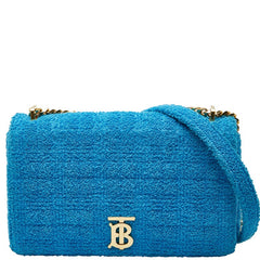 バーバリー TBロゴ ローラ チェーン ショルダーバッグ ブルー パイル レディース BURBERRY 【中古】