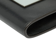 セリーヌ ポケット トライフォールデッド チェーン ウォレット ショルダーバッグ ブラック オレンジ グレー レザー レディース CELINE 【中古】