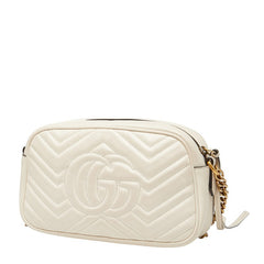 グッチ GGマーモント 斜め掛け チェーン ショルダーバッグ 447632 ホワイト レザー レディース GUCCI 【中古】