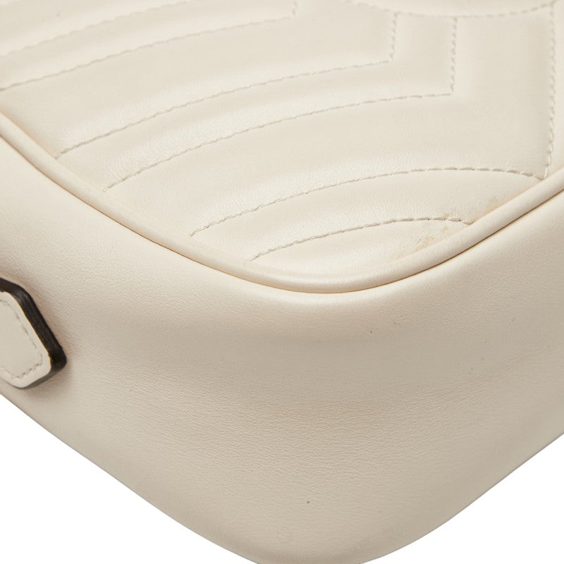 グッチ GGマーモント 斜め掛け チェーン ショルダーバッグ 447632 ホワイト レザー レディース GUCCI 【中古】