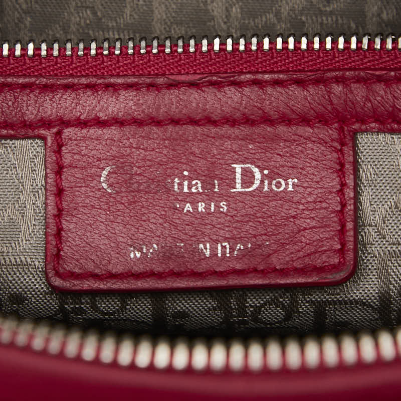 ディオール レディディオール カナージュ ラージ ハンドバッグ ショルダーバッグ 2WAY レッド レザー レディース Dior 【中古】