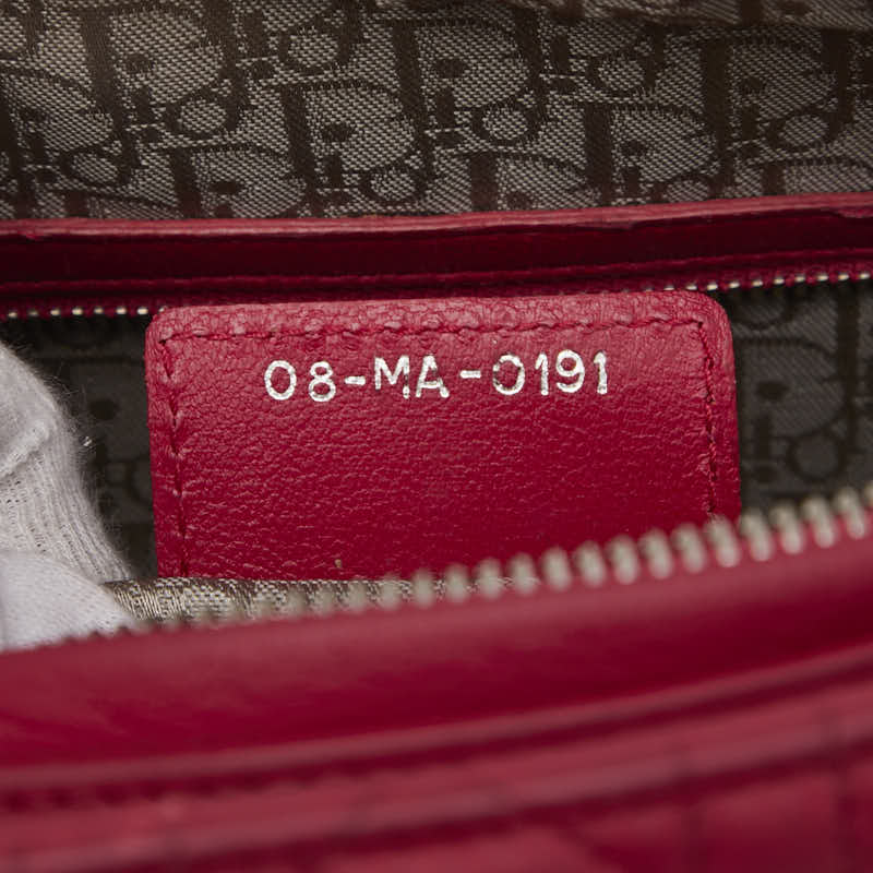 ディオール レディディオール カナージュ ラージ ハンドバッグ ショルダーバッグ 2WAY レッド レザー レディース Dior 【中古】
