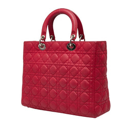 ディオール レディディオール カナージュ ラージ ハンドバッグ ショルダーバッグ 2WAY レッド レザー レディース Dior 【中古】