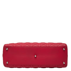 ディオール レディディオール カナージュ ラージ ハンドバッグ ショルダーバッグ 2WAY レッド レザー レディース Dior 【中古】