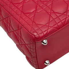 ディオール レディディオール カナージュ ラージ ハンドバッグ ショルダーバッグ 2WAY レッド レザー レディース Dior 【中古】