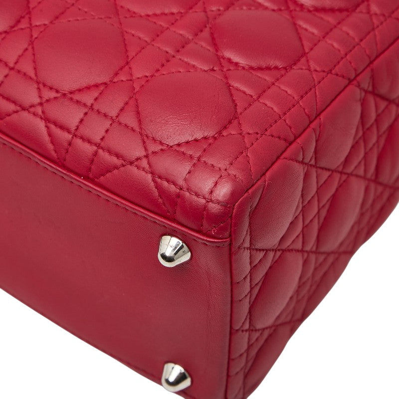 ディオール レディディオール カナージュ ラージ ハンドバッグ ショルダーバッグ 2WAY レッド レザー レディース Dior 【中古】