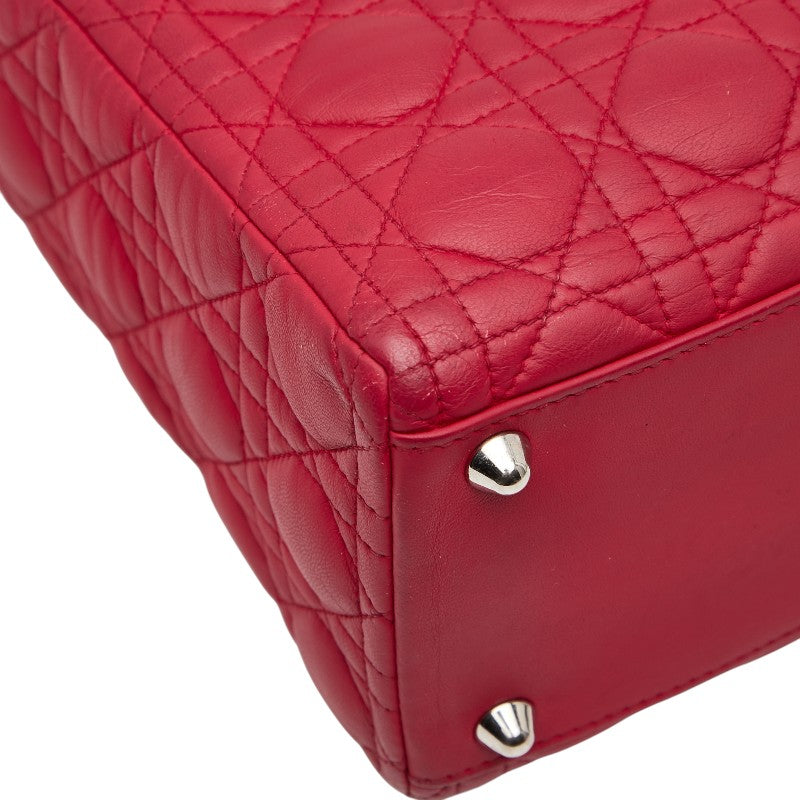 ディオール レディディオール カナージュ ラージ ハンドバッグ ショルダーバッグ 2WAY レッド レザー レディース Dior 【中古】